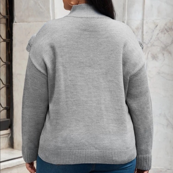 Plus Ruffle Yoke Mock Neck Sweater - Picture 2 of 7